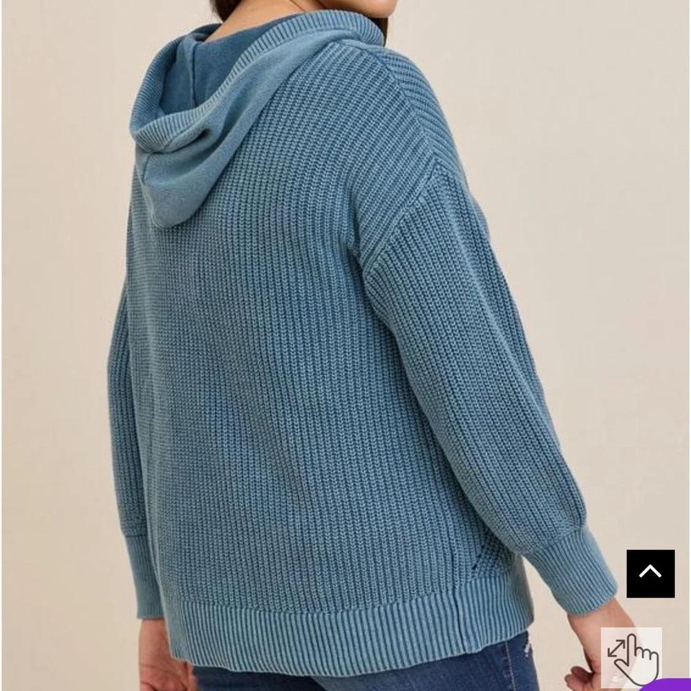 Torrid Chunky Pullover Henley Hooded Sweater - Picture 3 of 3